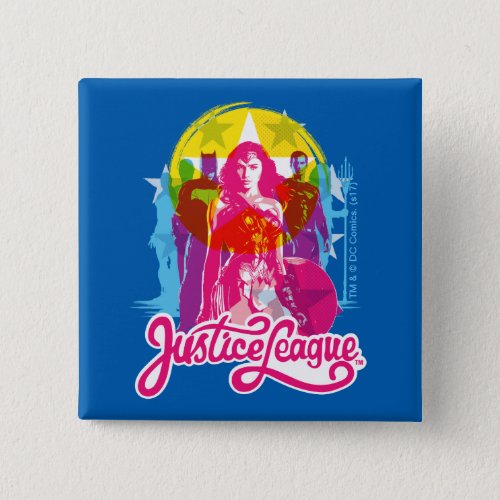 Justice League  Retro Group  Logo Pop Art Button