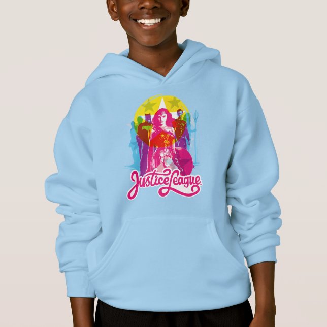 Justice League | Retro Group & Logo Pop Art Hoodie (Front)