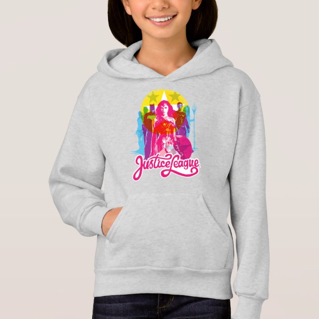 Justice League | Retro Group & Logo Pop Art Hoodie (Front)
