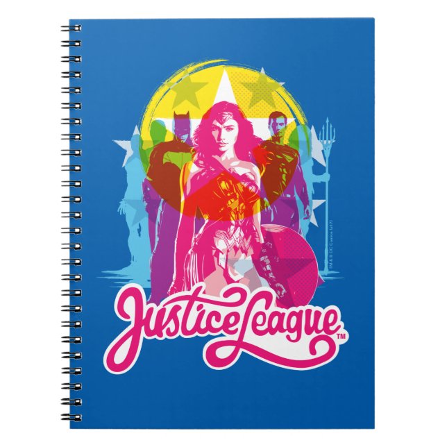 Justice League | Retro Group & Logo Pop Art Notebook (Front)