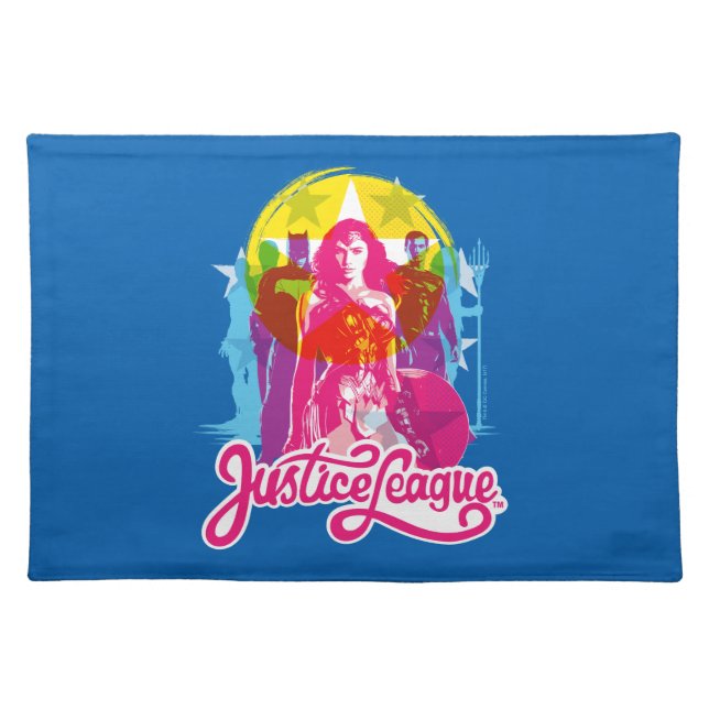 Justice League | Retro Group & Logo Pop Art Placemat (Front)