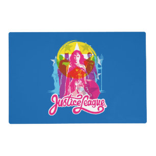 Justice League   Retro Group & Logo Pop Art Placemat