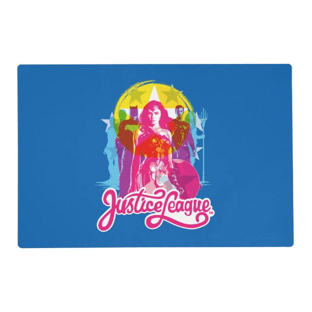 Justice League | Retro Group & Logo Pop Art Placemat (Front)