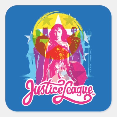 Justice League  Retro Group  Logo Pop Art Square Sticker