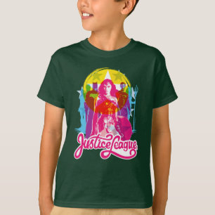 Justice League   Retro Group & Logo Pop Art T-Shirt
