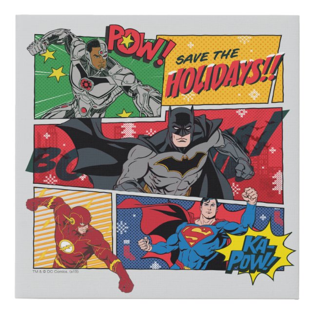 Justice League "Save the Holidays!" Faux Canvas Print (Front)