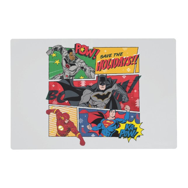 Justice League "Save the Holidays!" Placemat (Front)
