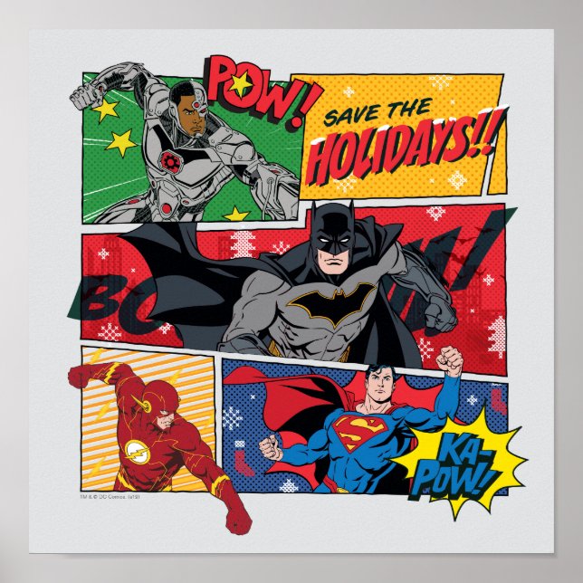 Justice League "Save the Holidays!" Poster (Front)