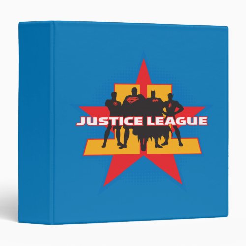 Justice League Silhouettes and Star Background 3 Ring Binder