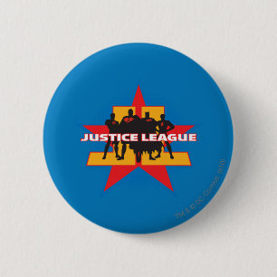 Justice League Silhouettes and Star Background Button