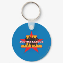 Justice League Silhouettes and Star Background Keychain