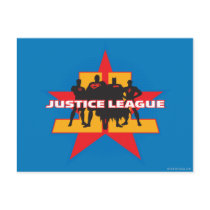 Justice League Silhouettes and Star Background Postcard