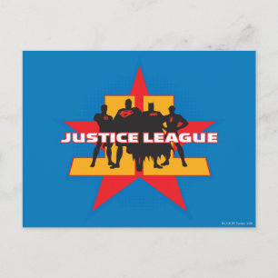 Justice League Silhouettes and Star Background Postcard