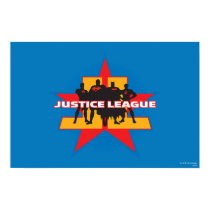 Justice League Silhouettes and Star Background Poster