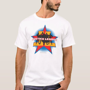 Justice League Silhouettes and Star Background T-Shirt