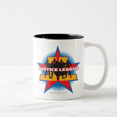 Justice League Silhouettes and Star Background Two_Tone Coffee Mug