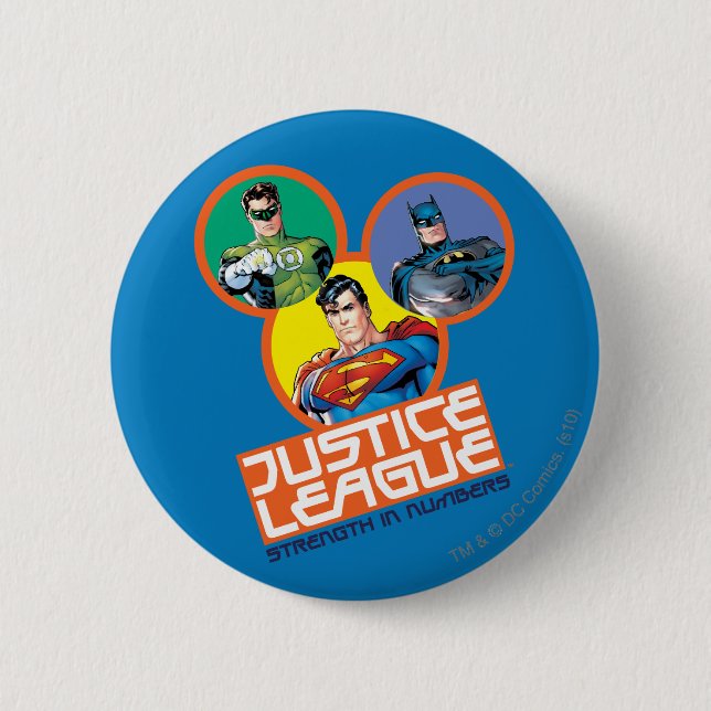Justice League "Strength in Numbers" Pinback Button (Front)