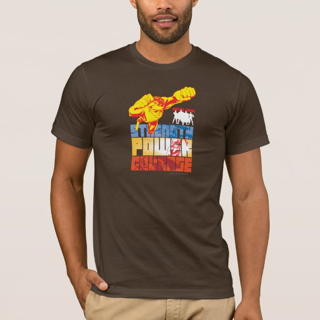 Justice League Strength. Power. Courage. Character T-Shirt (Front)
