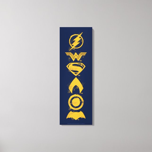 Justice League | Stylized Team Symbols Lineup Canvas Print (Front)