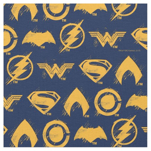 Justice League | Stylized Team Symbols Lineup Fabric