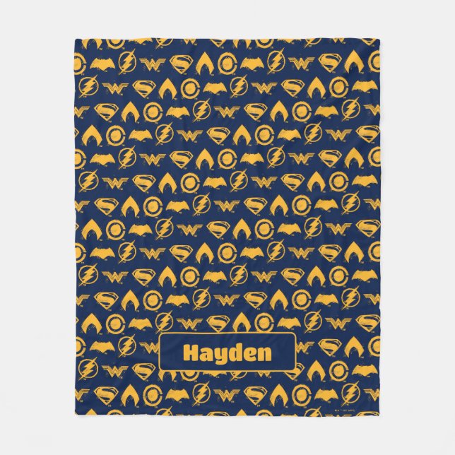Justice League | Stylized Team Symbols Lineup Fleece Blanket (Front)