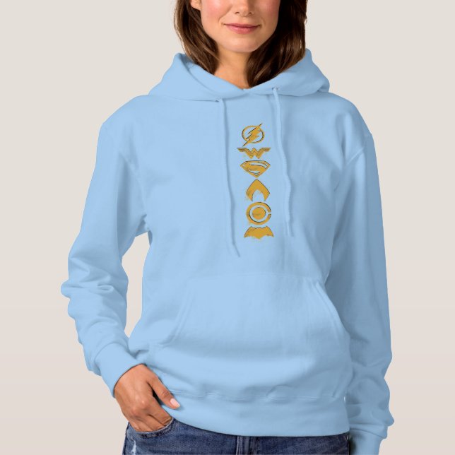 Justice League | Stylized Team Symbols Lineup Hoodie (Front)