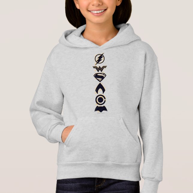 Justice League | Stylized Team Symbols Lineup Hoodie (Front)