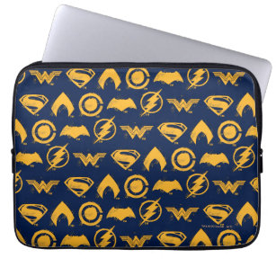 Justice League   Stylized Team Symbols Lineup Laptop Sleeve
