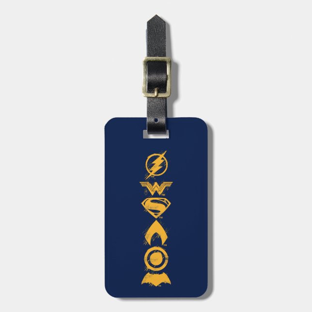 Justice League | Stylized Team Symbols Lineup Luggage Tag (Front Vertical)