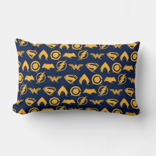 Justice League  Stylized Team Symbols Lineup Lumbar Pillow