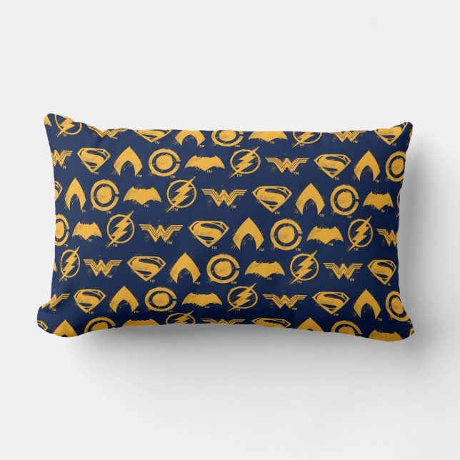 Justice League | Stylized Team Symbols Lineup Lumbar Pillow (Front)