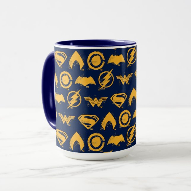 Justice League | Stylized Team Symbols Lineup Mug (Front Left)