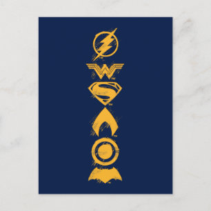 Justice League Stylized Team Symbols Lineup Postcard