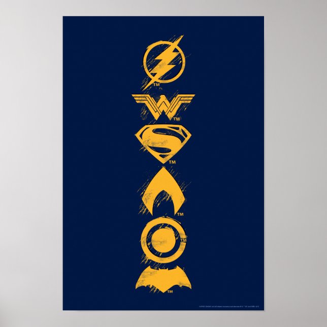 Justice League | Stylized Team Symbols Lineup Poster (Front)