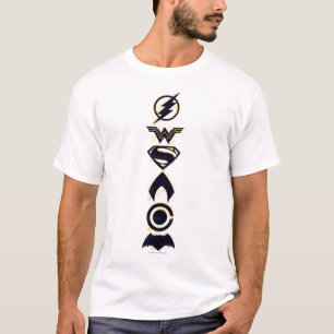Justice League   Stylized Team Symbols Lineup T-Shirt