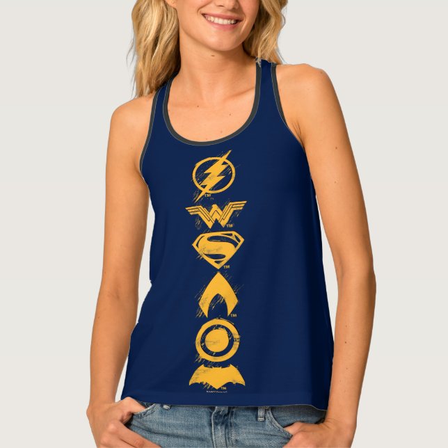 Justice League | Stylized Team Symbols Lineup Tank Top (Front)