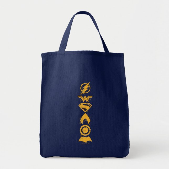 Justice League | Stylized Team Symbols Lineup Tote Bag (Front)