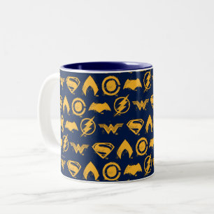 Justice League   Stylized Team Symbols Lineup Two-Tone Coffee Mug