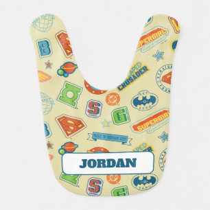 Justice League Super Hero Badge Pattern Baby Bib