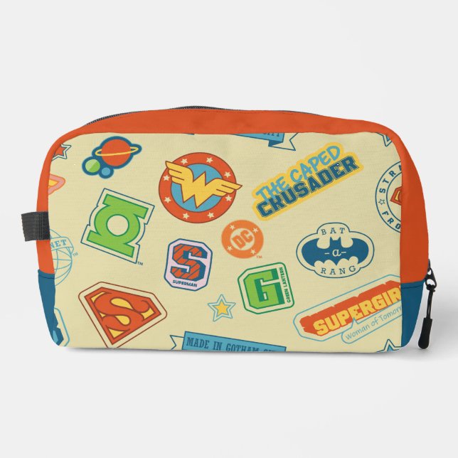 Justice League Super Hero Badge Pattern Dopp Kit (Front)