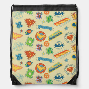 Justice League Super Hero Badge Pattern Drawstring Bag