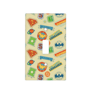 Justice League Super Hero Badge Pattern Light Switch Cover