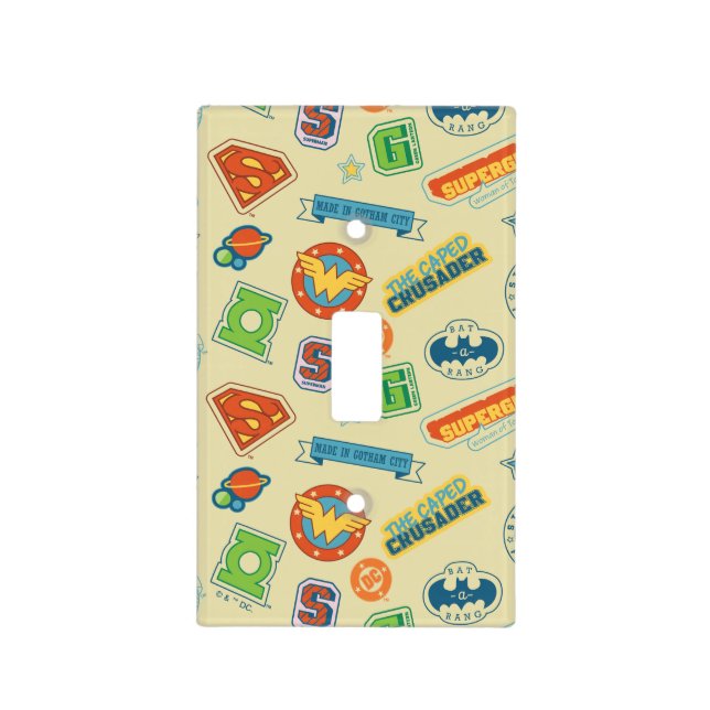 Justice League Super Hero Badge Pattern Light Switch Cover (Front)