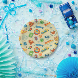 Justice League Super Hero Badge Pattern Paper Plates
