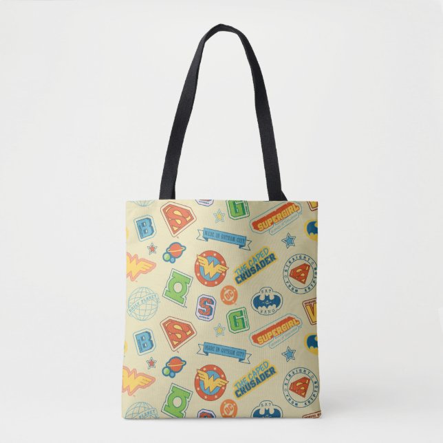 Justice League Super Hero Badge Pattern Tote Bag (Front)