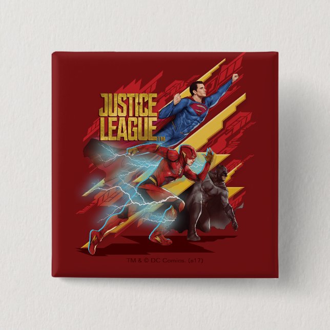 Justice League | Superman, Flash, & Batman Badge Button (Front)