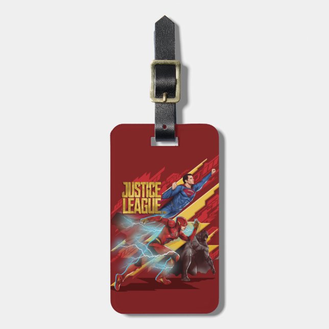 Justice League | Superman, Flash, & Batman Badge Luggage Tag (Front Vertical)