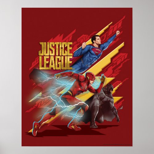 Justice League  Superman Flash  Batman Badge Poster