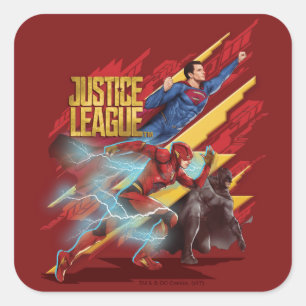 Justice League Superman, Flash, & Batman Badge Square Sticker