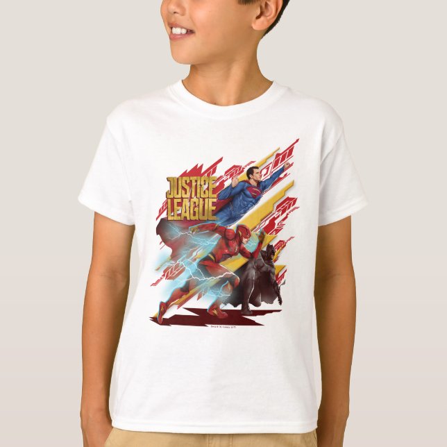 Justice League | Superman, Flash, & Batman Badge T-Shirt (Front)
